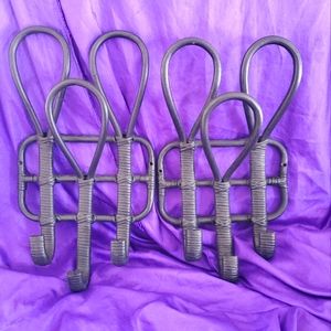 Ikea Rattan Boho Bent Black Wall Hooks Hangers Hat Coat Bamboo MCM